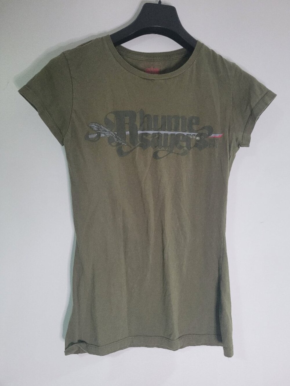 Rhymesayers Entertainment Women's Graphic T-Shirt Size Large Olive Green